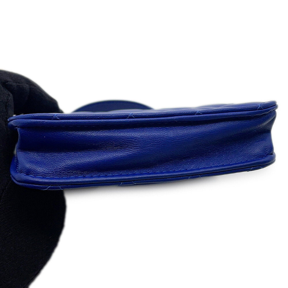 CHANEL Authentic Blue Lambskin Leather Logo Wallet - Picture 9 of 16